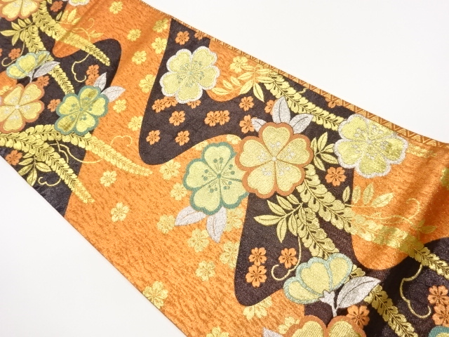 JAPANESE FUKURO OBI / WOVEN SAKURA & WISTERIA
